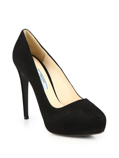 prada black suede pumps